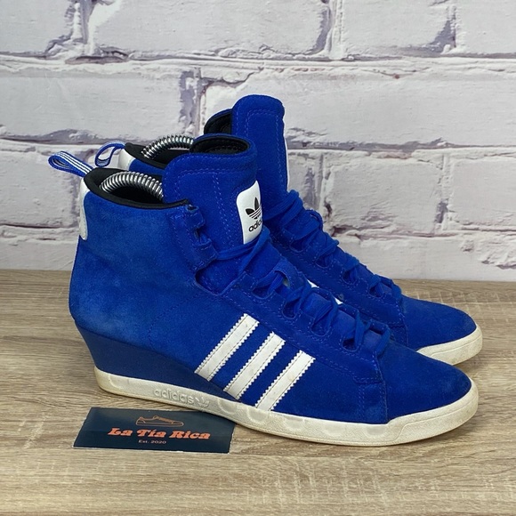 Adidas Shoes | Adidas Originals Round It Blue Suede Wedge Sneaker | Color: Blue/White | Size: 6.5 | Latiarica's Closet